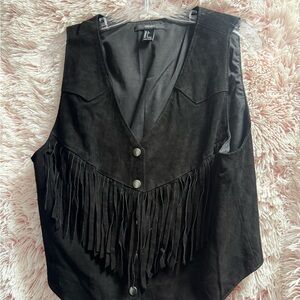 Forever 21 Black Real Leather Vest